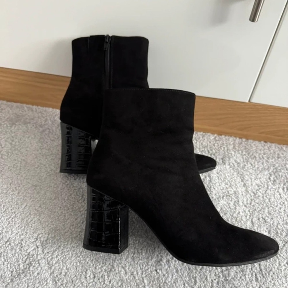 Marks & Spencer Black Suede Heeled Boots
